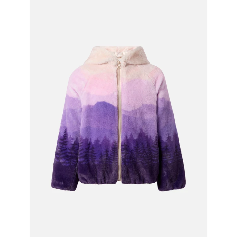 Mc2 Saint Barth Furry Gradient Jacket With I Love St. Barth Embroidery Pink Coat