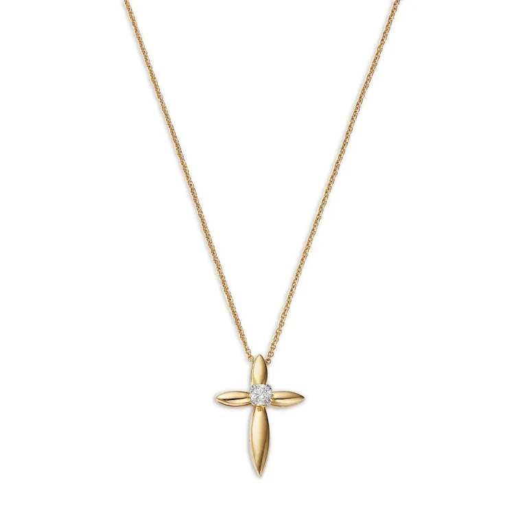 Bloomingdale's Diamond Solitaire Diamond Cross Pendant Necklace in 14K Yellow Gold, 0.20 tcw