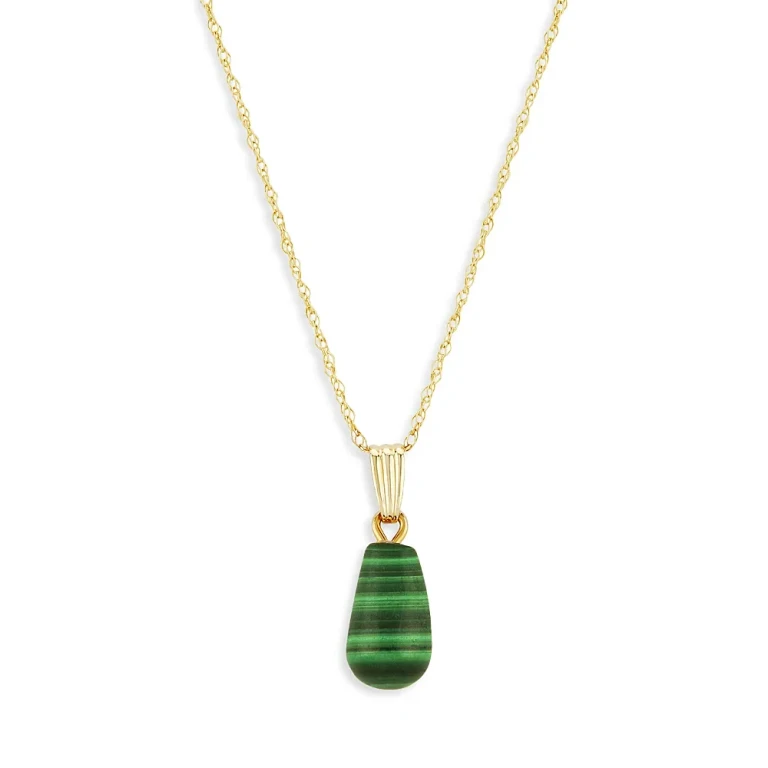 Malachite Pendant Necklace in 14K Yellow Gold, 18