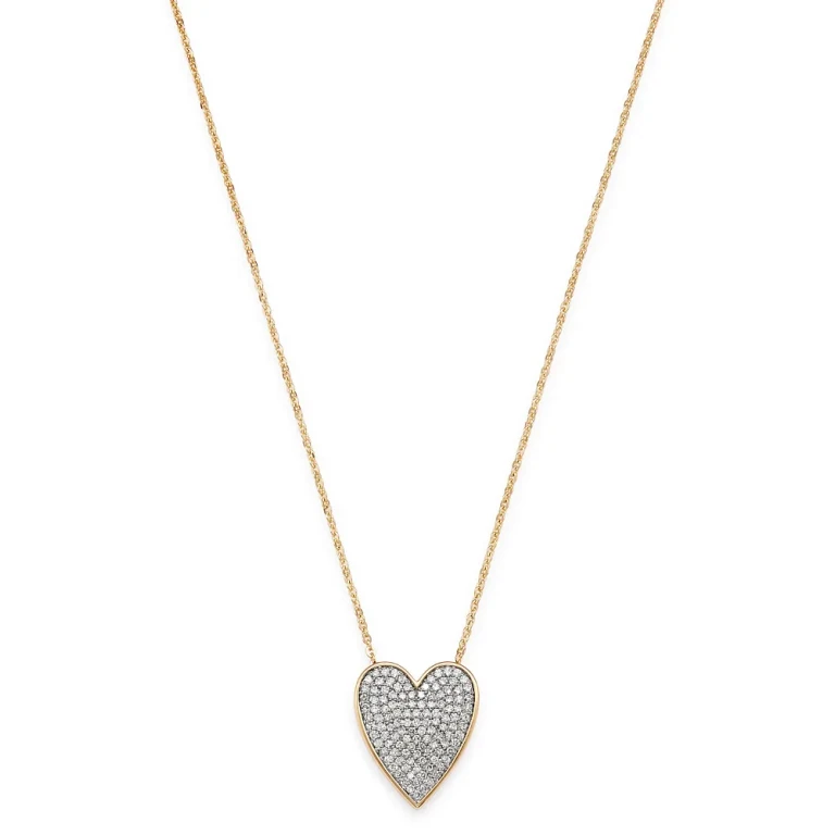 Pave Diamond Heart Pendant Necklace in 14K Yellow Gold, 0.50 tcw