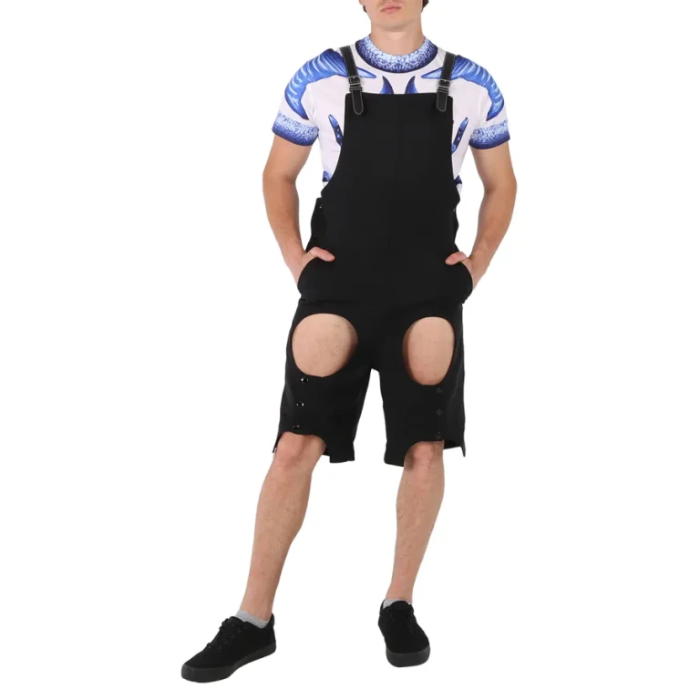 Burberry Mens Black Cutout Short Overalls