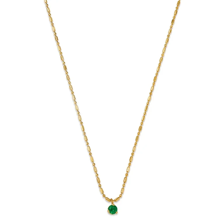 Zoe Chicco 14K Yellow Gold Emerald Gemstones Emerald Solitaire Pendant Necklace, 16