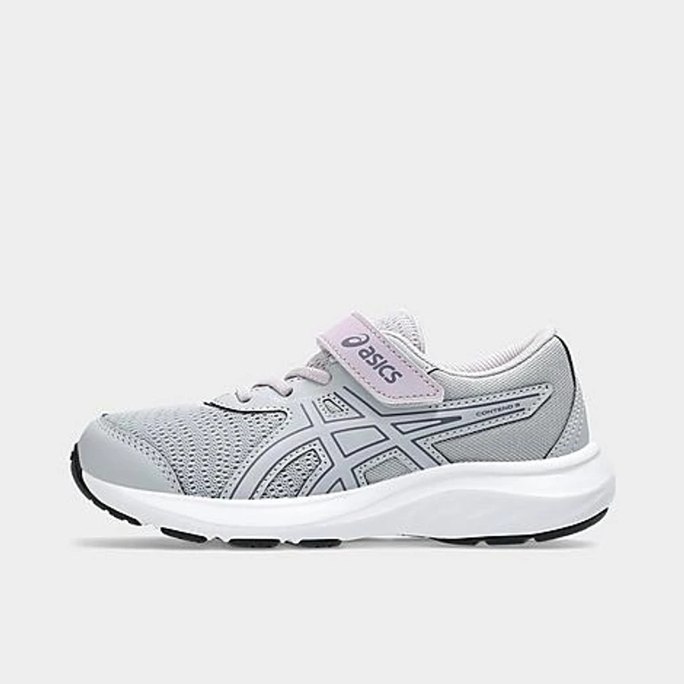 Asics Little Kids Contend 9 Running Shoes in Piedmont Grey/Dusk Violet Size: 1.0