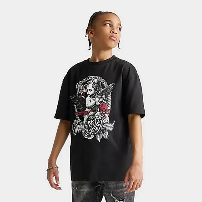 Supply & Demand Big Kids Feller Graphic T-Shirt in Black Size: Small