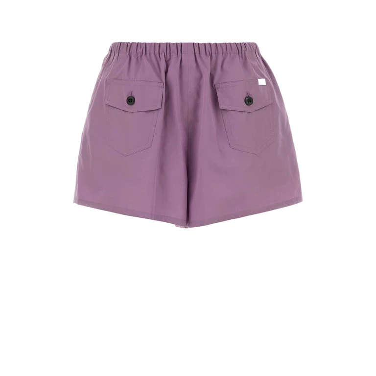 Prada Lilac Poplin Shorts Lilla Exterior: Cotton - Women