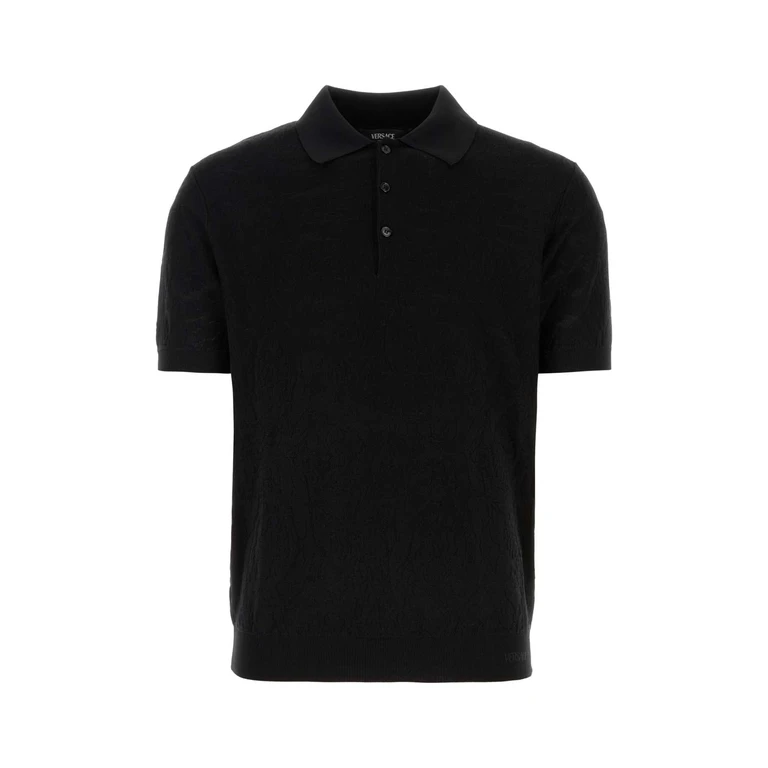 Versace Black Silk Blend Polo Shirt Exterior: Cotton - Men