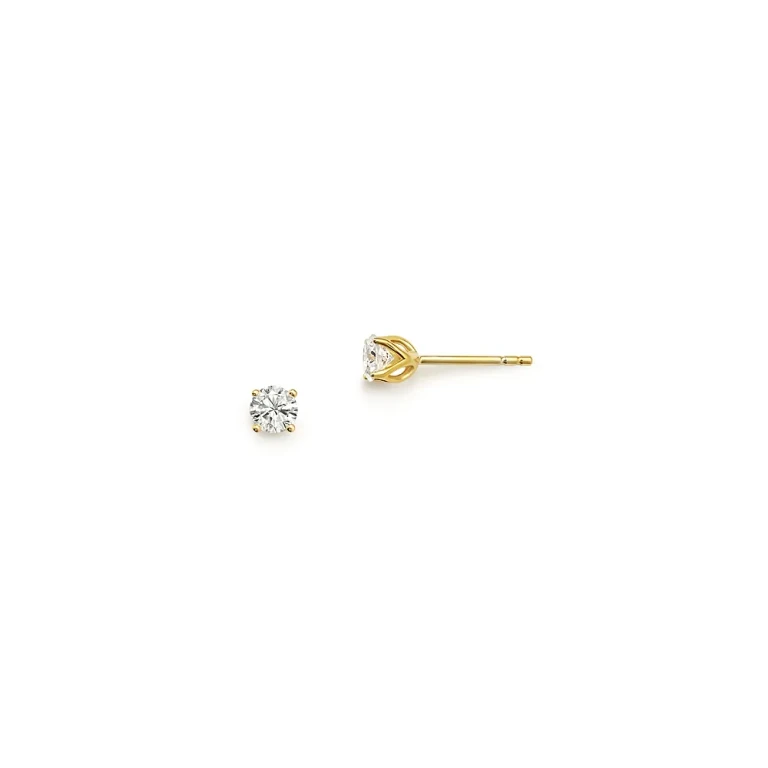 Diamond Round Tulip Stud Earrings in 14K Yellow Gold, 0.25 tcw