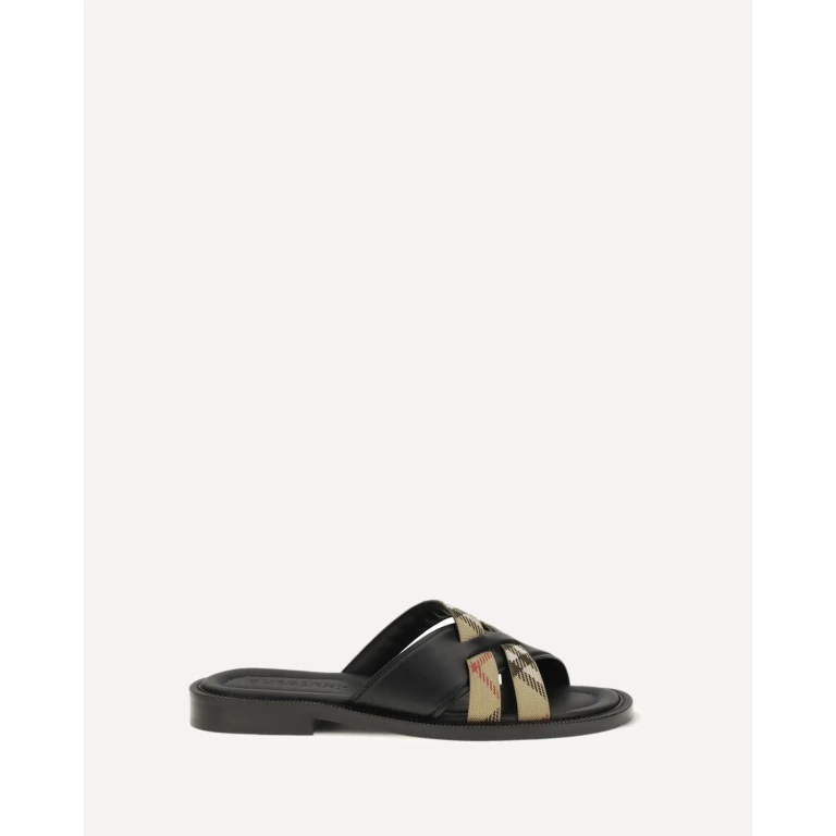 Sandali Burberry Drift in pelle e tessuto Check