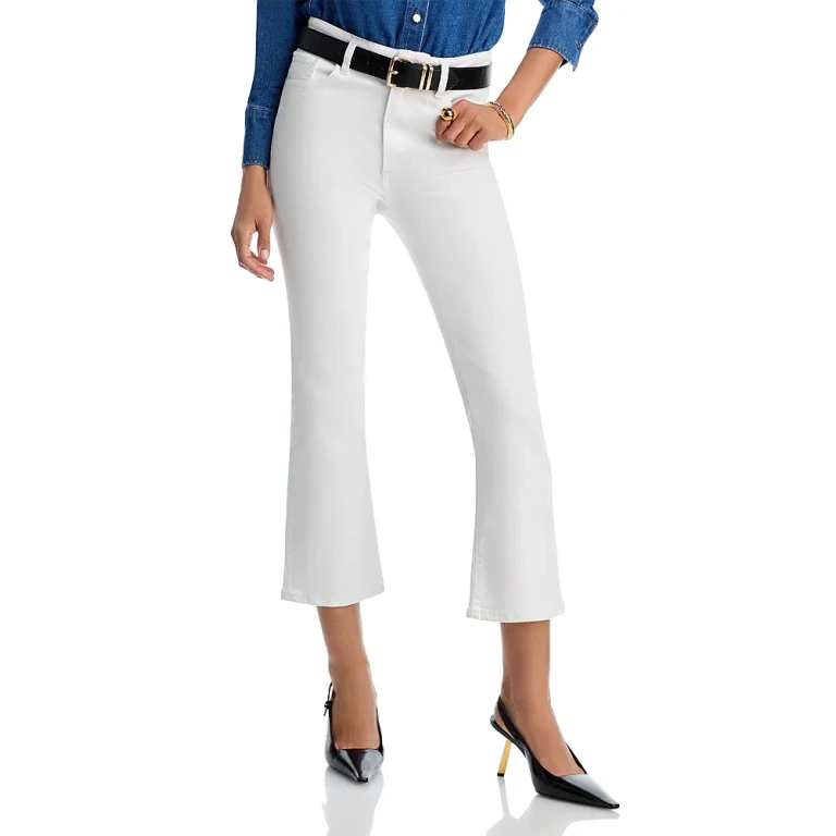 Frame The Reboot High Rise Ankle Bootcut Jeans in White