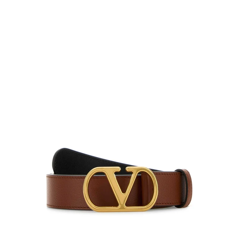 Valentino Garavani Caramel Leather Belt Deepcaramel Calf - Bos Taurus Cinture - Women