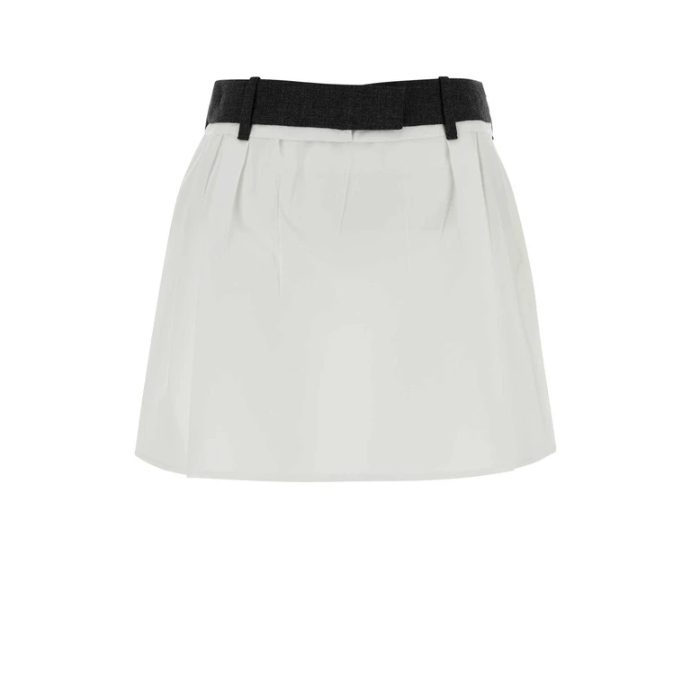 Prada White Poplin Mini Skirt Bianco Exterior: Cotton Gonne - Women