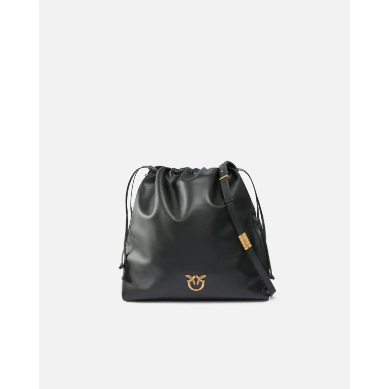 Pinko - Sac porté épaule Mini Slouchy Bag en cuir avec logo Love Birds