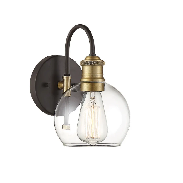 Trade Winds Lighting 1-Light Wall Sconce In Oil Rubbed Bronze With Brass Accents - TW70045-BN