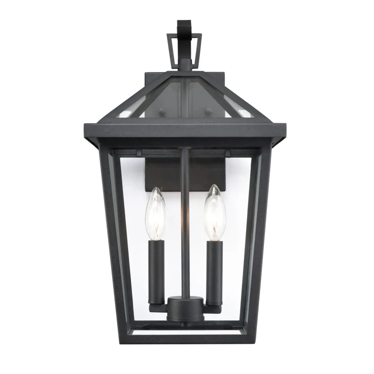Textured Black Two Light Outdoor Wall Sconce from the Mensun Collection
