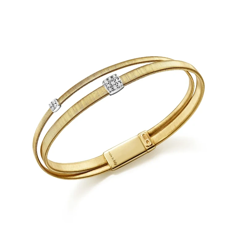 Marco Bicego 18K Yellow Gold Masai Two Strand Crossover Diamond Bracelet