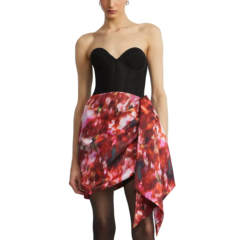 Bcbgmaxazria Mixed Media Wrap Mini Dress
