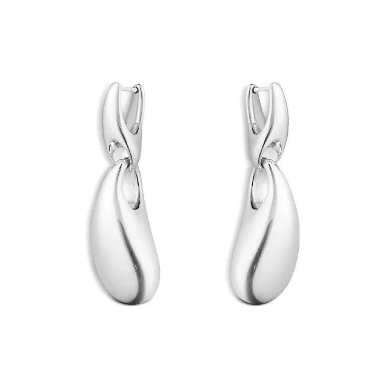 Georg Jensen Sterling Silver Reflect Polished Link Drop Earrings