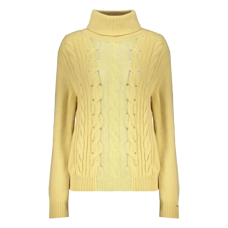 Herno Yellow High-neck Sweater In Soft Knit
