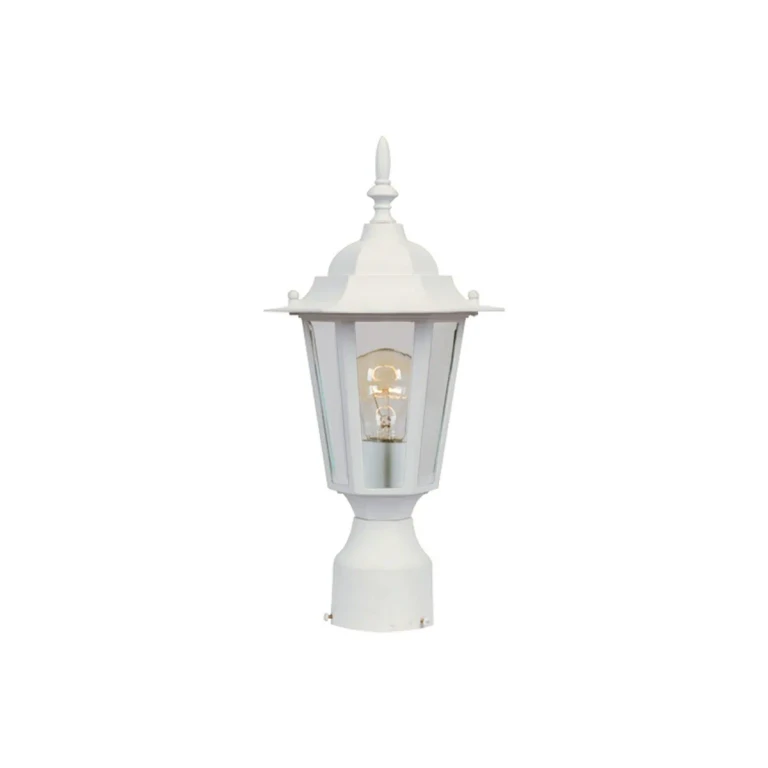 White One Light Outdoor Pole Post Lantern from the Builder Cast Collection