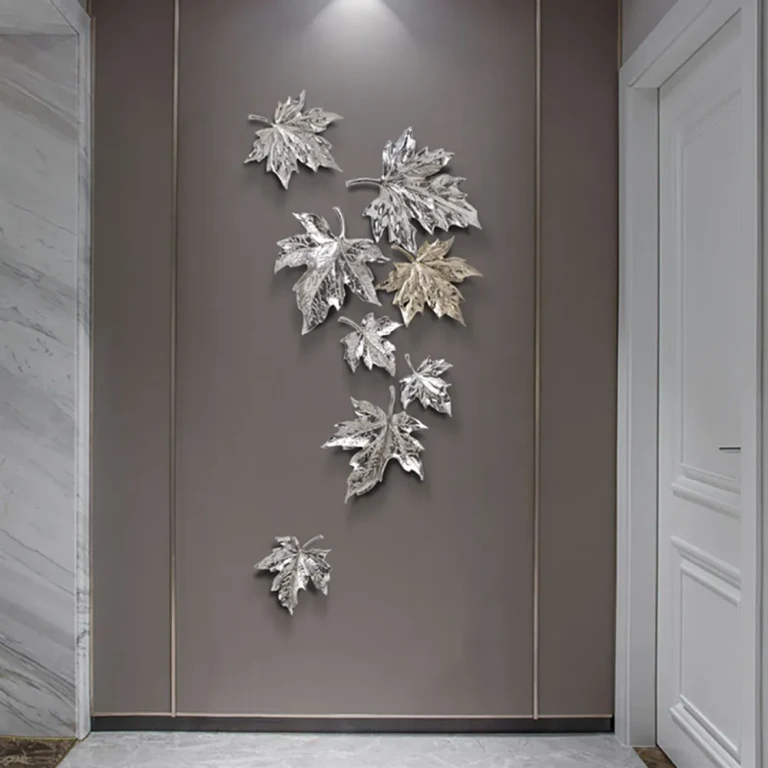 8 Pieces Modern 3D Resin Maple Gold & Silver Leaves Home Wall Decor in Living Room