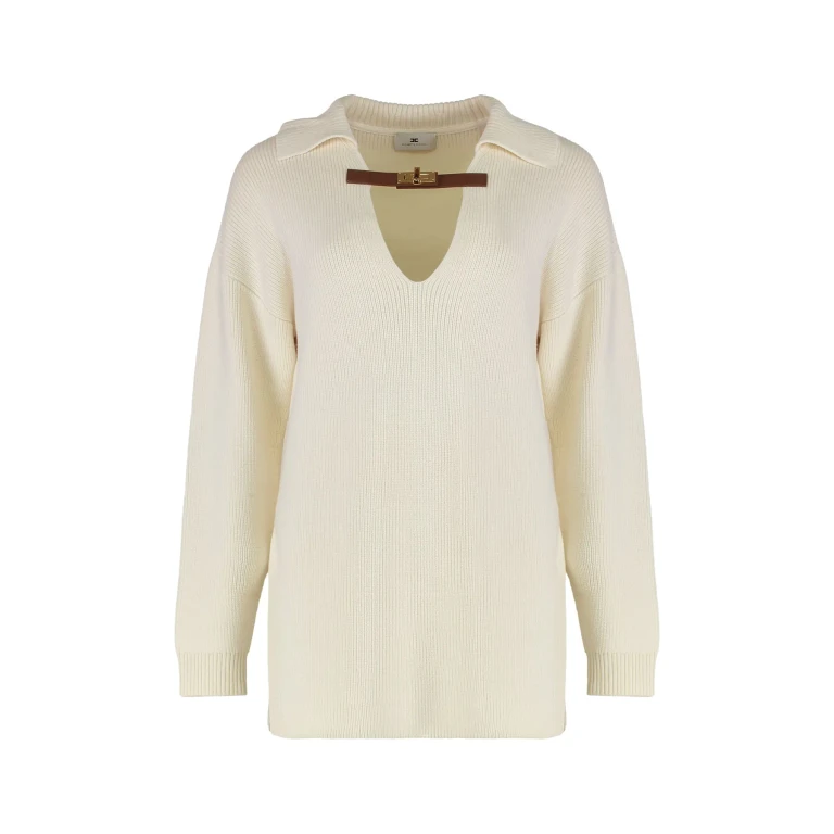 Elisabetta Franchi Pull Col Rond - Blanc
