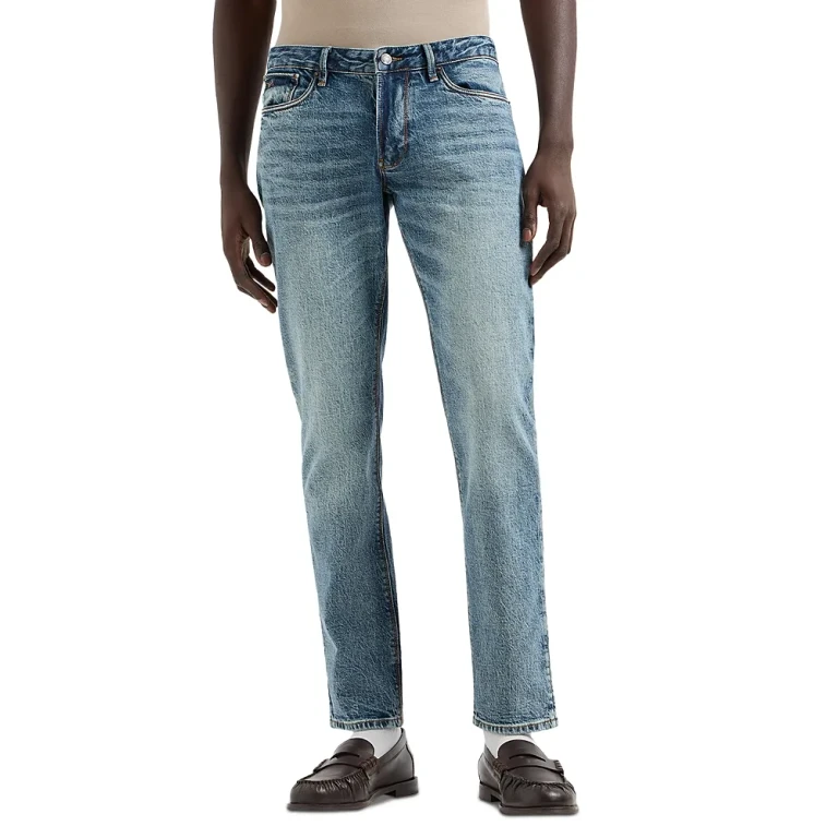 Emporio Armani Slim Fit Washed Jeans in Light Blue