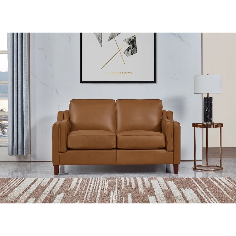 Ballari Cognac Brown Leather Loveseat