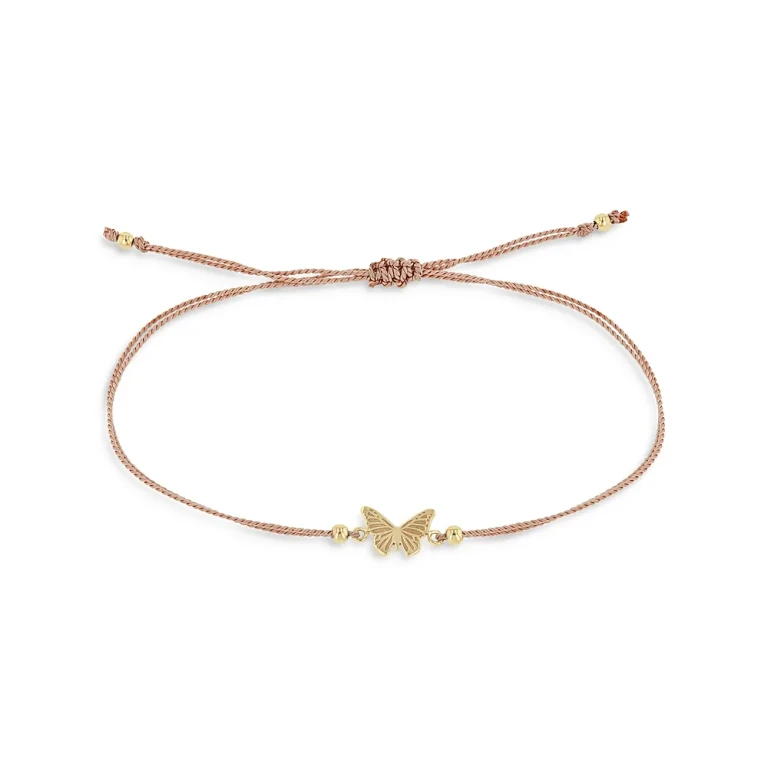 Zoe Chicco 14k Gold Midi Bitty Butterfly Cord Bracelet 14k Yellow Gold One Size