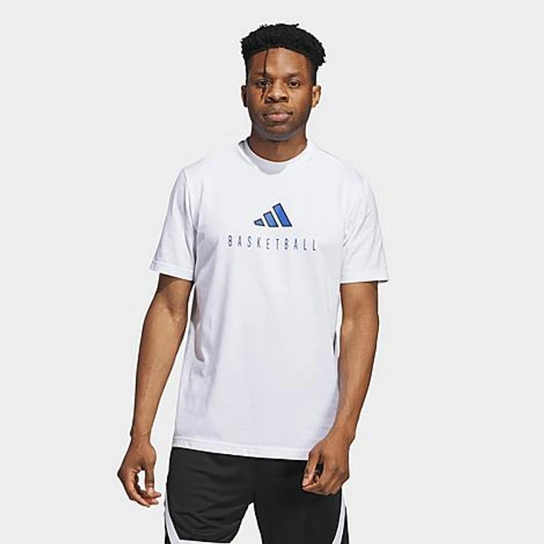 adidas Men's Worldwide Hoops Logo Performance Basketball T-Shirt in White Size: XS