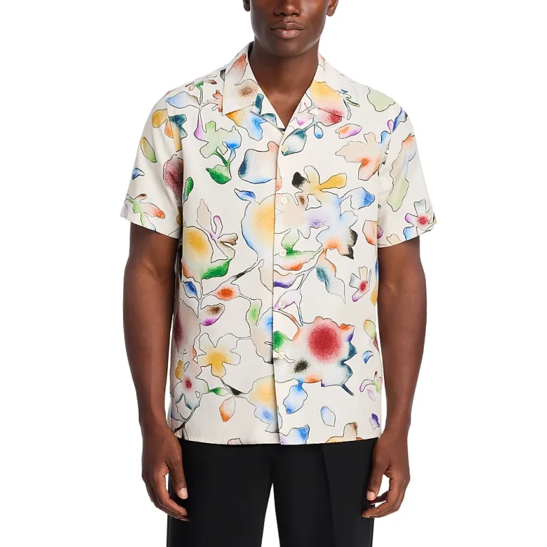 Paul Smith Floral Print Short Sleeved Casual Fit Button Down Shirt