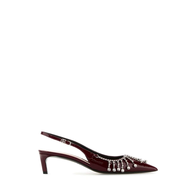 Gucci Burgundy Leather Pumps Rossoancora Scarpe Con Tacco - Women