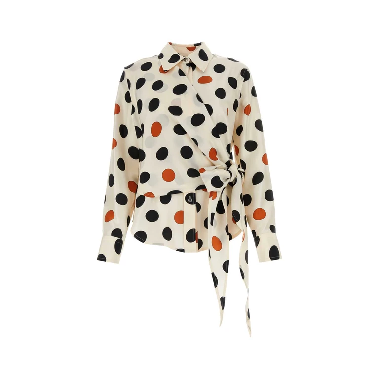 Bottega Veneta Printed Silk Shirt Creamblackrust Exterior: Camicie - Women