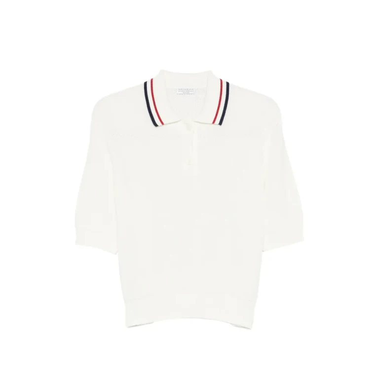 Brunello Cucinelli Striped-collar Polo Top