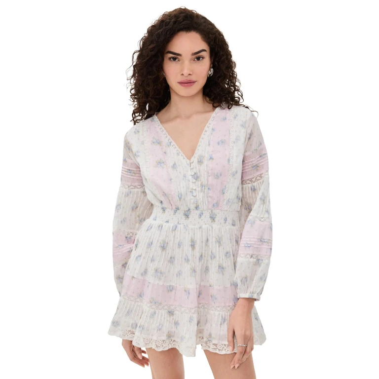 LoveShackFancy Winfrey Dress Lilac Vanilla S