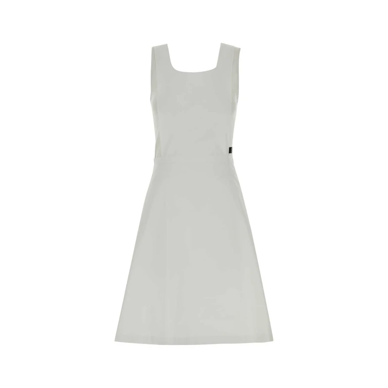 Miu Miu White Poplin Dress Bianco Exterior: Cotton Abiti - Women