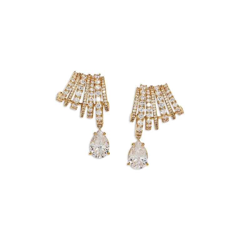 Nadri Bonne Annee Cubic Zirconia Multi Row Illusion Drop Earrings