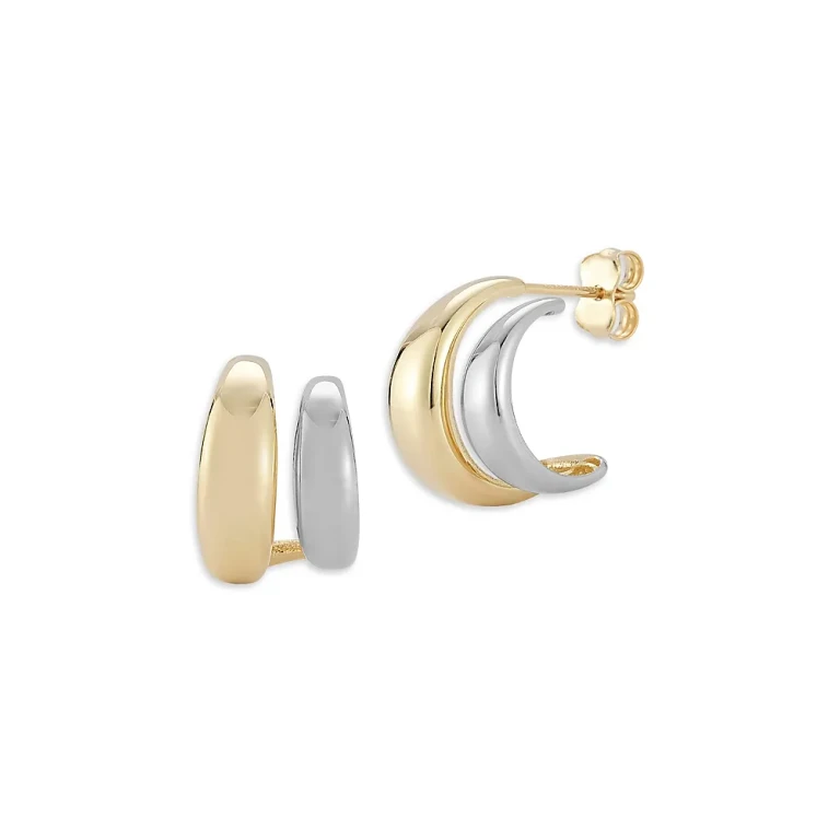 Alberto Amati 14K White & Yellow Gold Double Hoop Earrings