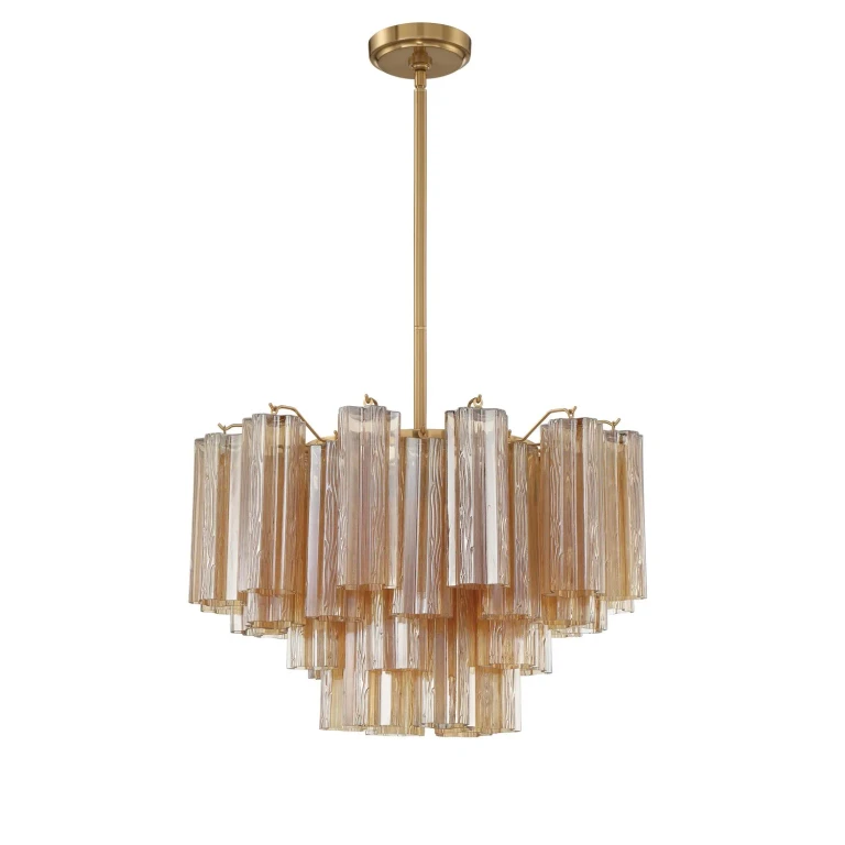 Aged Brass Nine Light Chandelier from the Addis Collection