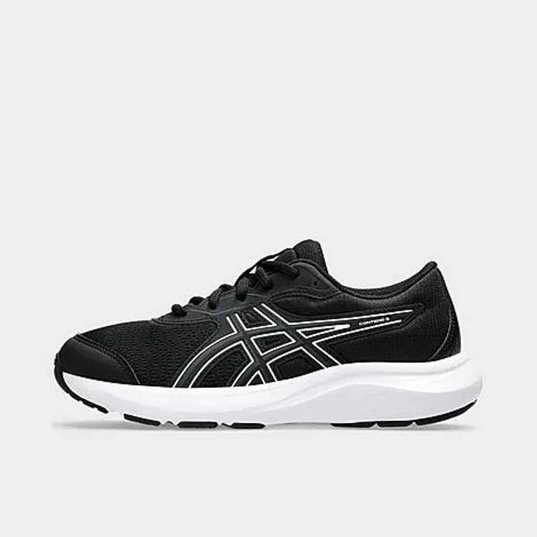 Asics Big Kids Contend 9 Running Shoes in Black/White Size: 1.0