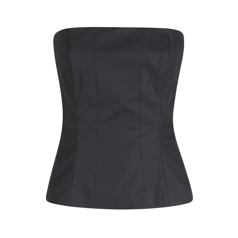 Federica Tosi Top Bustier In Popeline Black Cotone Elastane - Women
