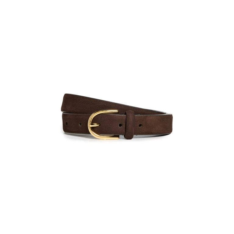 Anderson's Narrow Nubuck Semi-Formal Belt Dark Brown 85