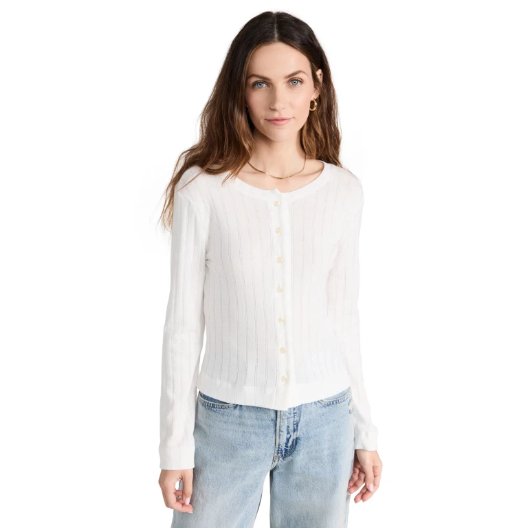 Leset Classic Cardigan White L