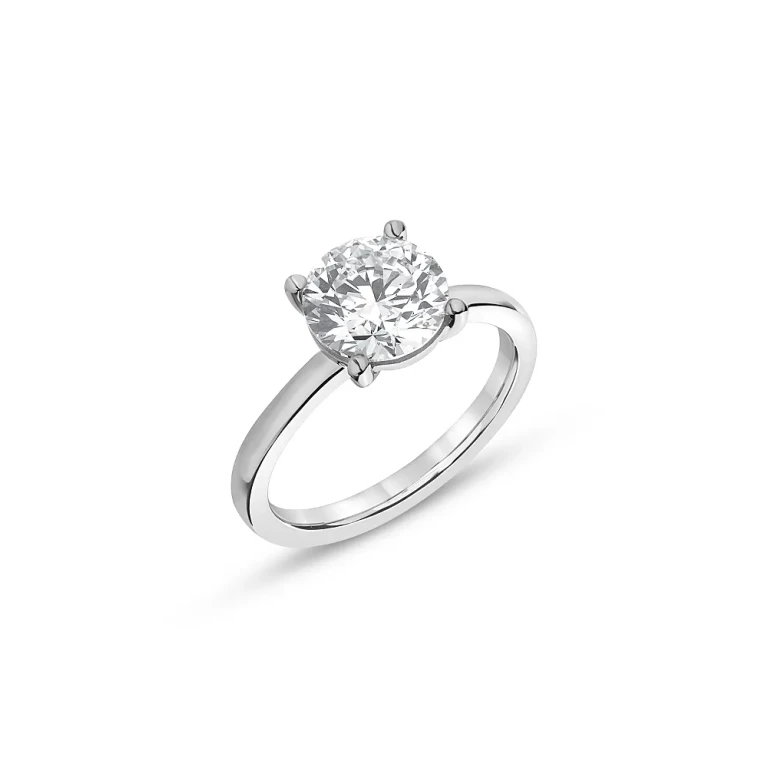Certified Lab Grown Round Diamond Ring 18K White Gold, 2.0 tcw