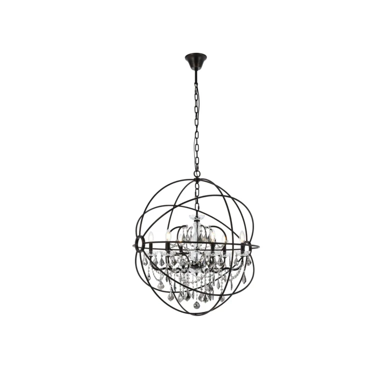 Dark Bronze Six Light Chandelier from the Geneva Collection
