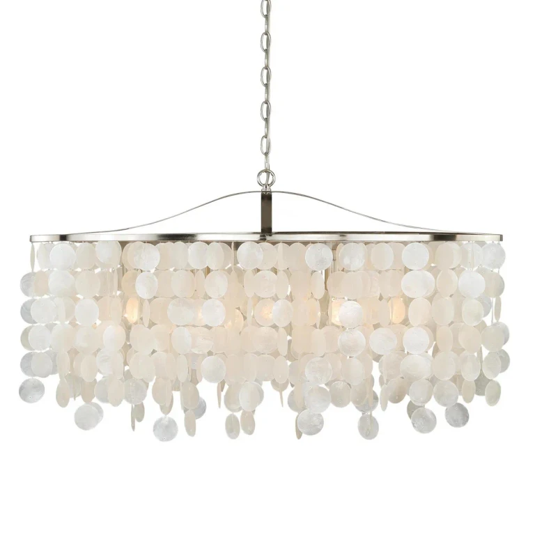 Satin Nickel Five Light Linear Chandelier from the Elsa Collection