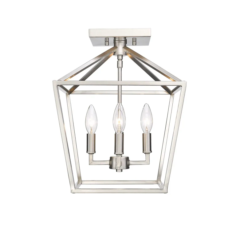 Satin Nickel Four Light Semi Flush Mount from the Collection