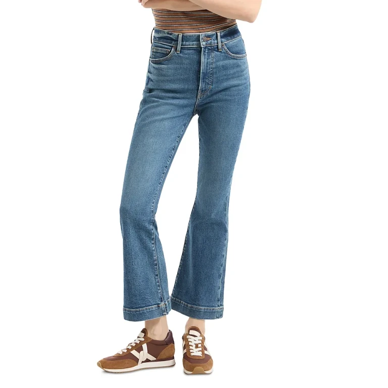 Veronica Beard Carson High Rise Ankle Flare Leg Jeans in Roadside Blue