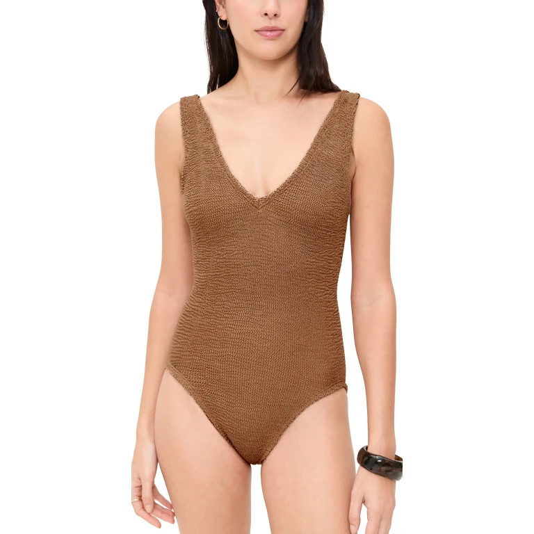 Hunza G Sadie 连体泳衣 金属可可色