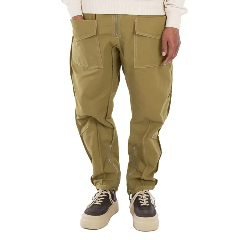 Isabel Marant Mens Khaki Tilseno Cotton Carrot Pants