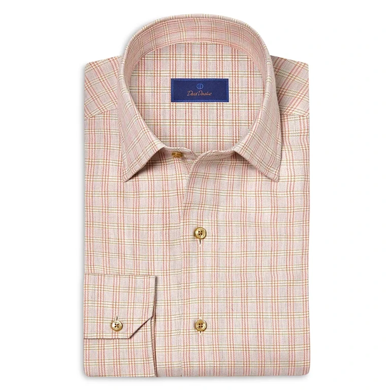 David Donahue Cashmere Blend Twill Check Sport Shirt